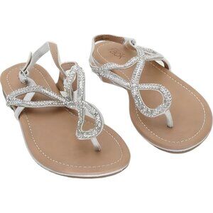 Nordstrom Women's Silver Low Heel Sandals Girls Size 2 M